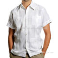 2016 men's four pockets short sleeve guayabera shirts in linen                        
                                                Quality Choice